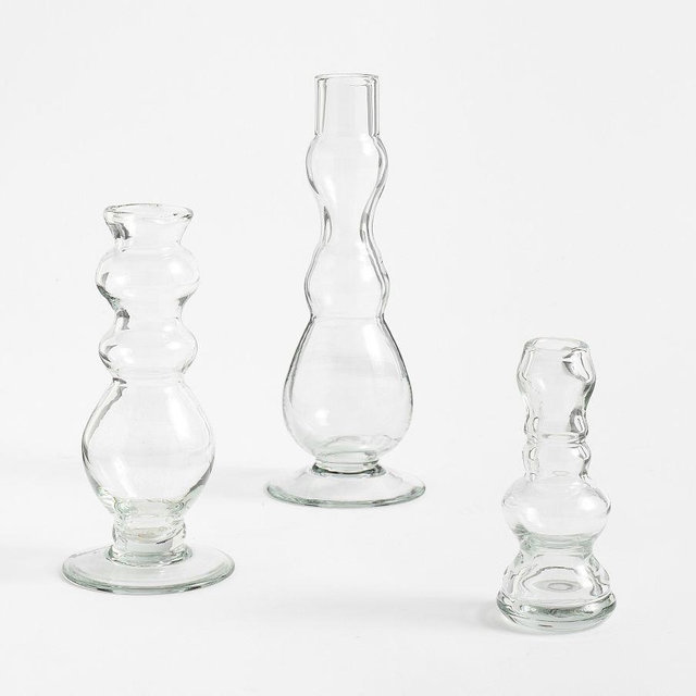Recycled Bubble Glass Vases - Set of 3
