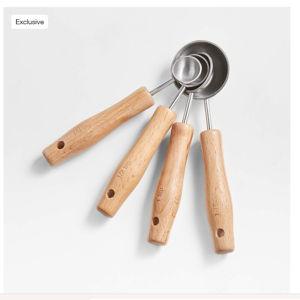 Beechwood and Stainless Steel Dry Measuring spoons + Reviews | Crate & Barrel