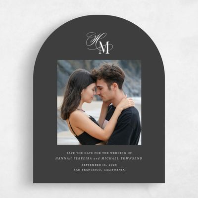 Dark Charcoal, Black Wedding Save the Date - Jalen Portrait