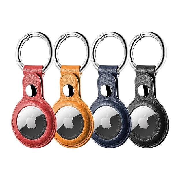 Leather Airtag Holder, LETREEN AirTag Case with Keychain, 4 Pack Anti-Scratch Air Tag Holder AirTags Key Ring Cases Tags Chain Apple AirTag GPS Item Finder Tracker