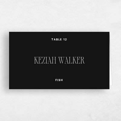 Black Wedding Place Card - Solange Fish