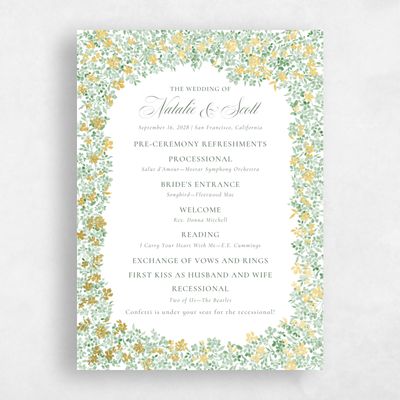 Green Foil Wedding Program - Lunette Foil