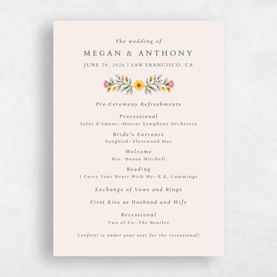Linen, Yellow Wedding Program - Blume