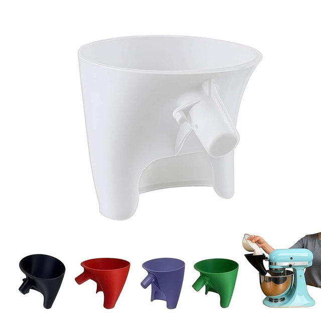 Flour Funnel for KitchenAid Mixer 5 Qt, Anti-Splash Attachment for Tilt-Head Stand Mixer 4.5 & 5 Quart (KSM150), Dishwasher Safe No-Mess Baking Tool, Easy Pour Accessory (White)