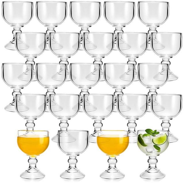 Sabary Set of 24 Schooner Beer Glass 21.5 oz Extra Large Margarita Glass Clear Fishbowl Cup for Drinks Thick Bottom Goblet Shrimp Cocktail Cups for Drinking Coronaritas Beer Margarita Juice Water
