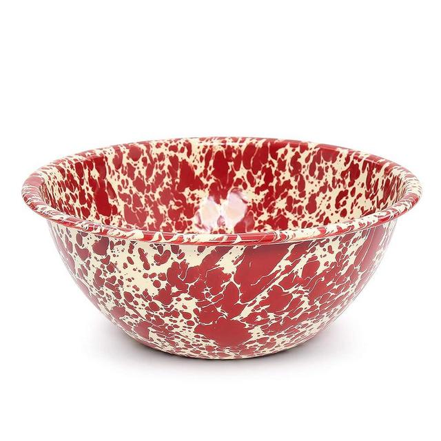 Crow Canyon Home Enamelware Serving Bowl, 2 quart, Burgundy/Cream Splatter (Single)