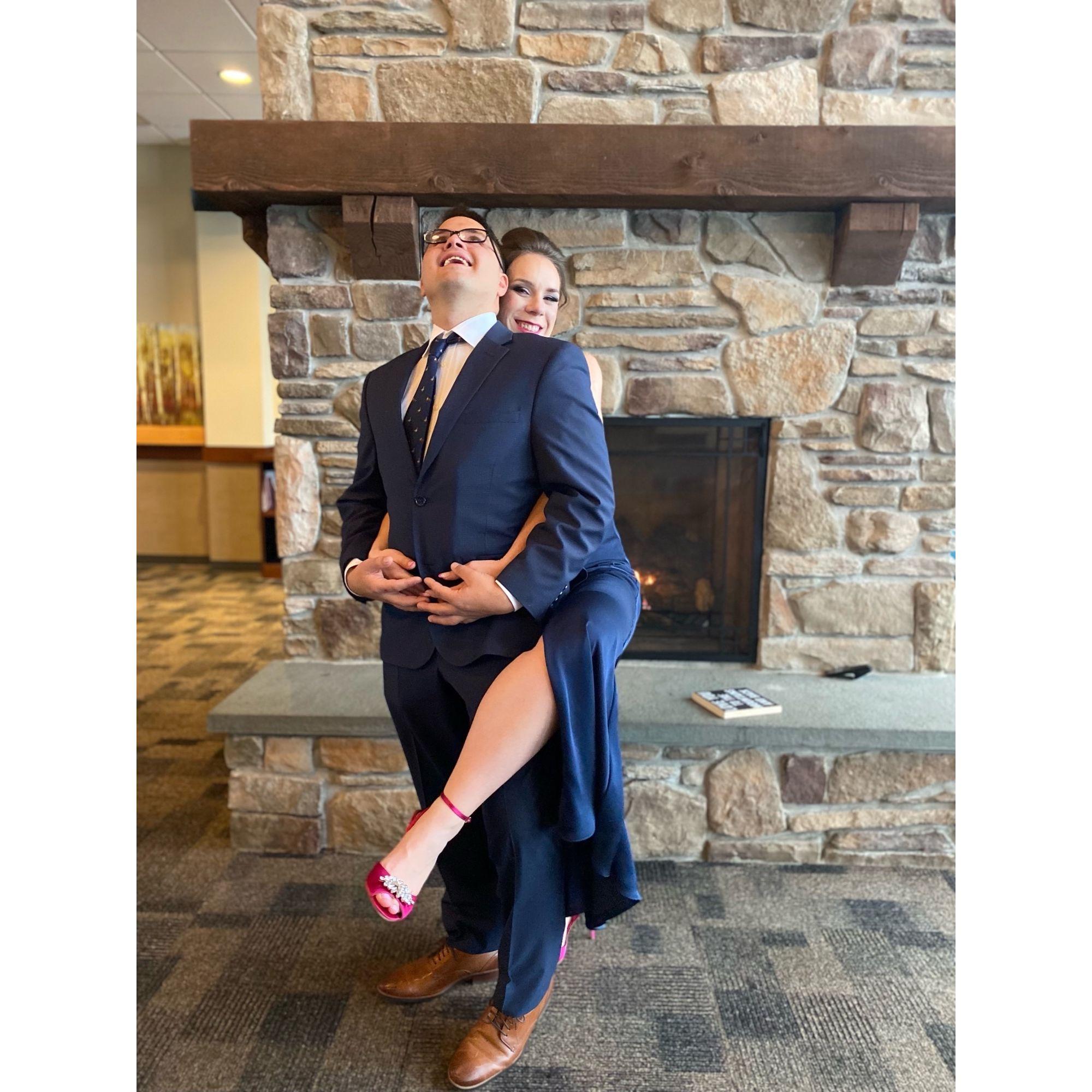 Our "prom pic" at Kat's sister's wedding