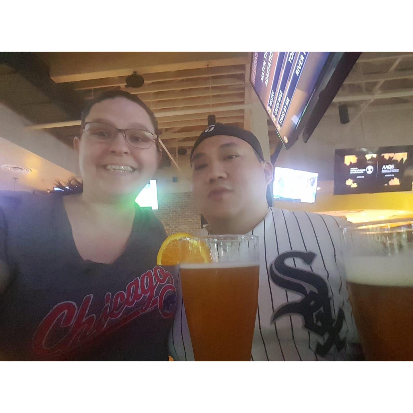 We both enjoy Chicago baseball... we just don't quite agree on teams!