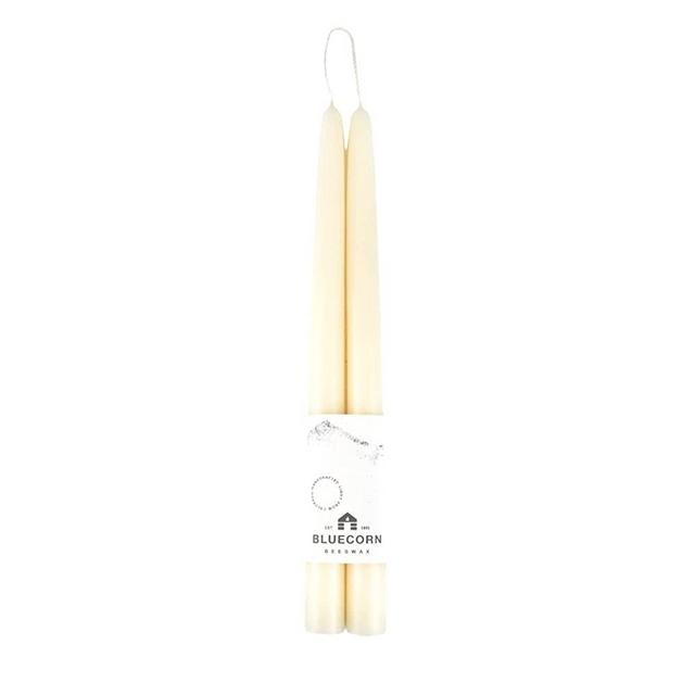 Bluecorn Beeswax 100% Pure Beeswax Taper Candles, Pair (2 Tapers) (Ivory, 10")