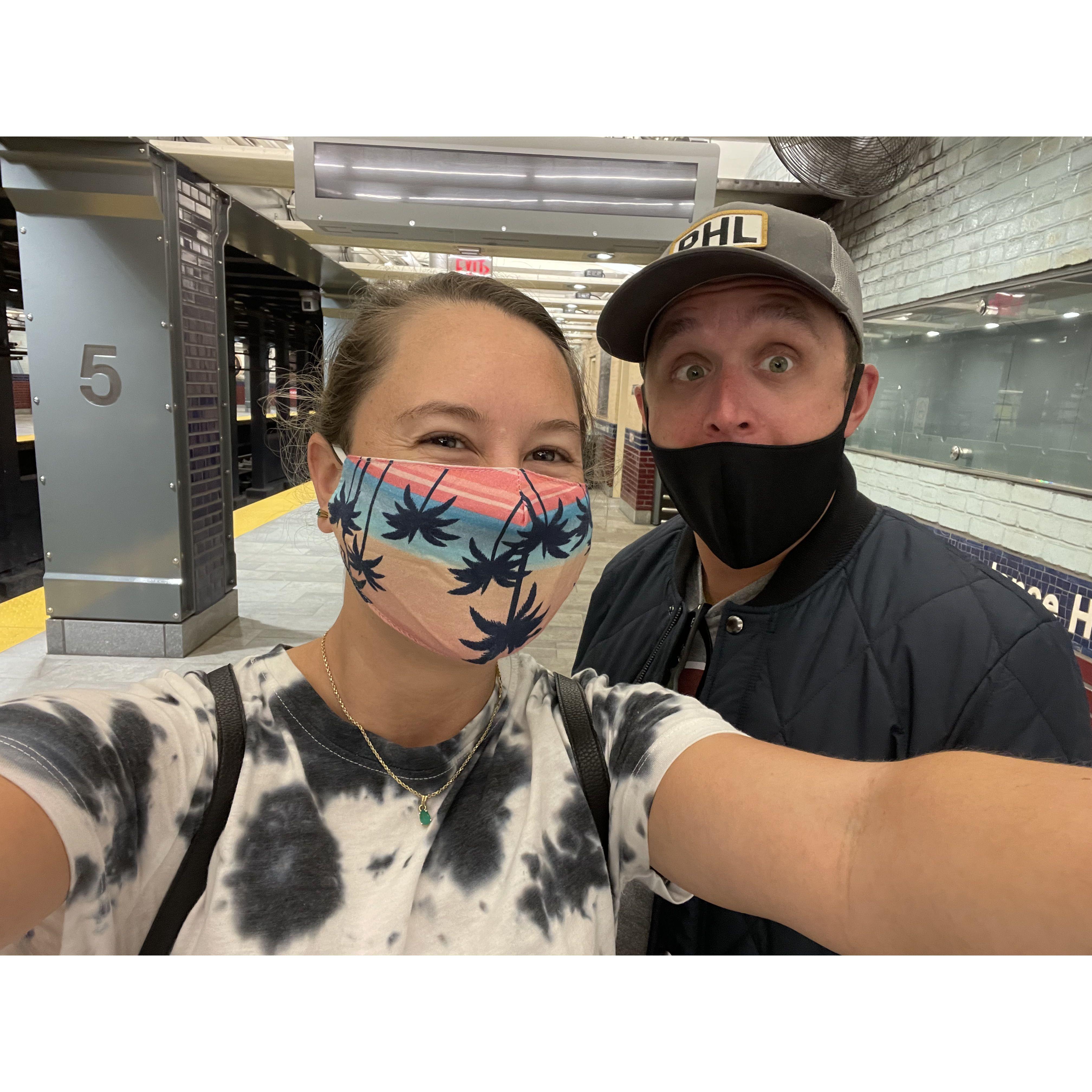 Nick & Sabrina's first time on a subway together! Philadelphia, Pennsylvania