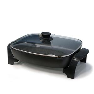 Elite Platinum EG-6203 Deep Dish 8Qt. Jumbo 16” x 13” x 3.25” Non-stick Electric Skillet w/ Glass Lid and Easy-Pour Spout, Black