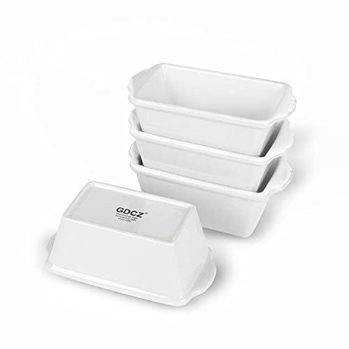 GDCZ Mini Loaf Pan Set, 6.2-Inch 4 Pcs Ceramics Non-Stick Baking Bread Pan, White