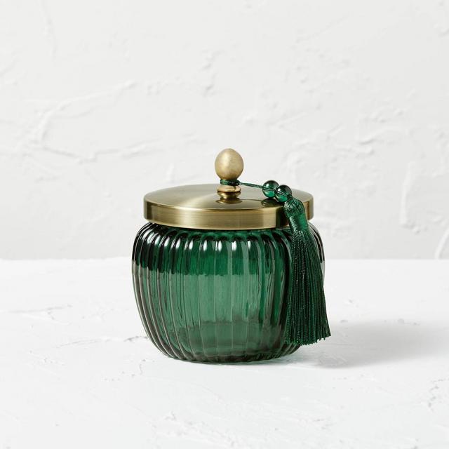 Round Canister With Tassel Green - Opalhouse™ designed with Jungalow™