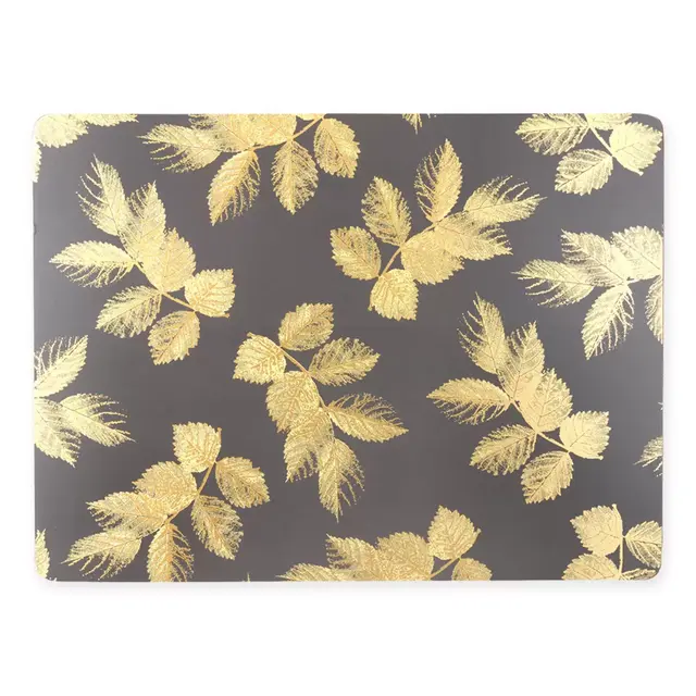 Pimpernel Etched Leaves Placemats in Dark Grey (Set of 4)