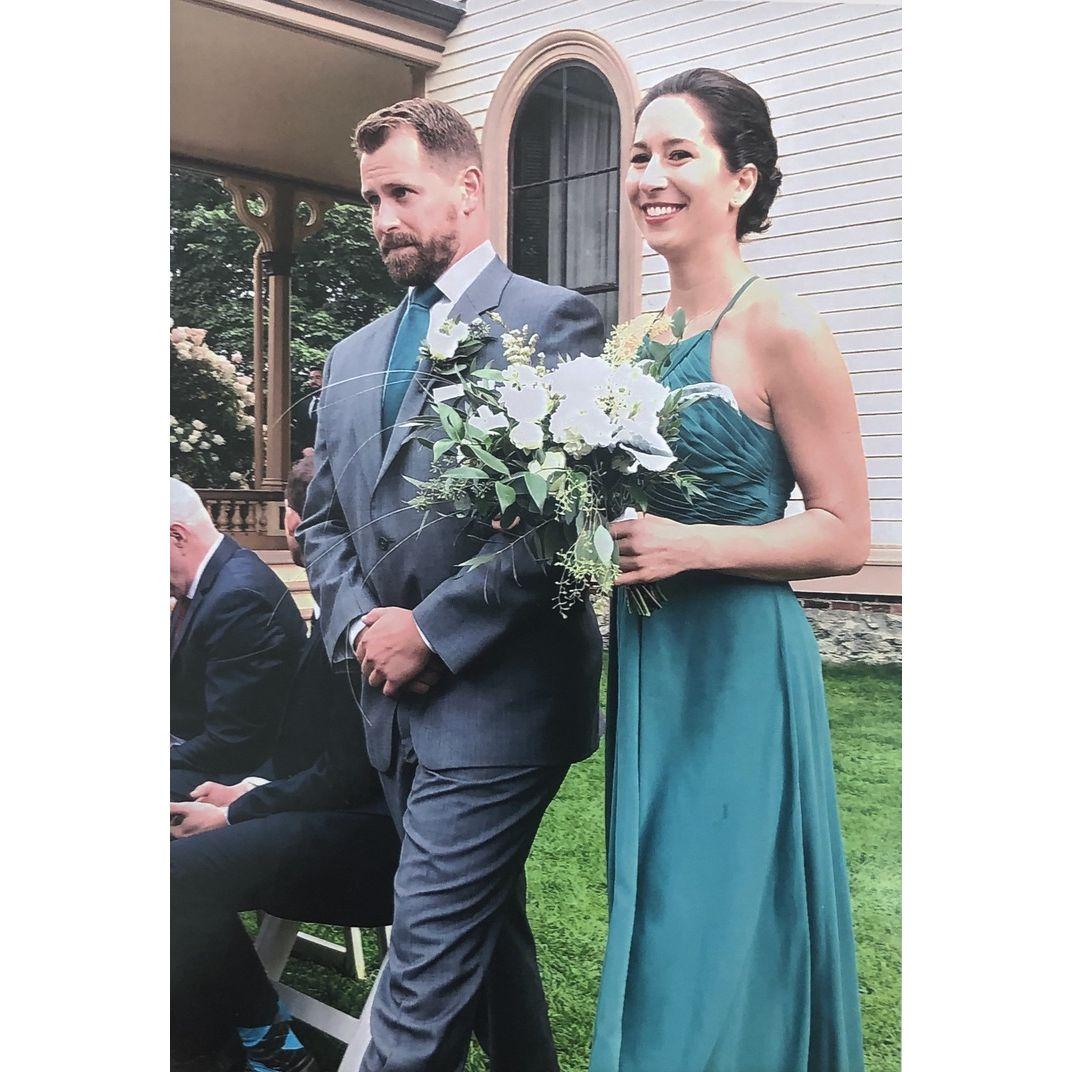 We met as bridesmaid and groomsman at the Dupre wedding in 2017.