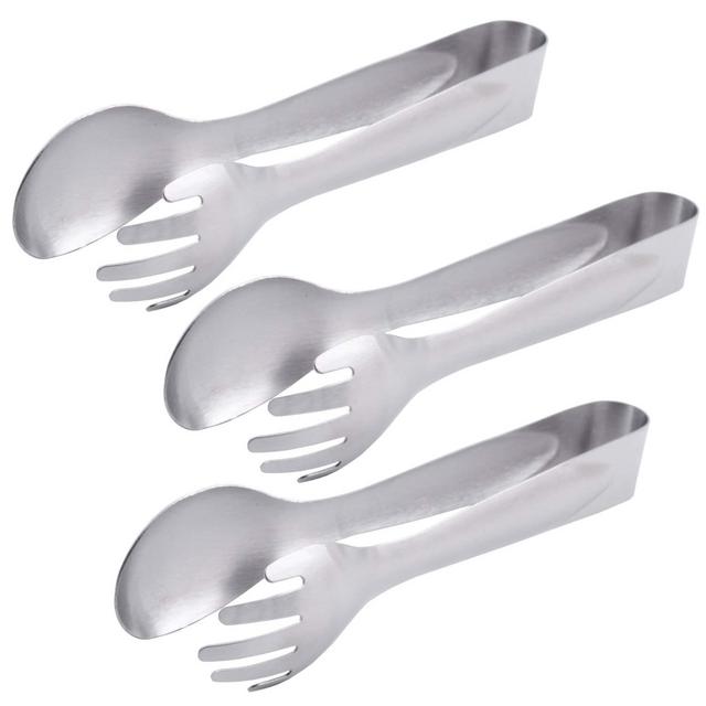 HINMAY Small Serving Tongs 8-Inch Stainless Steel Salad Tongs, Set of 3