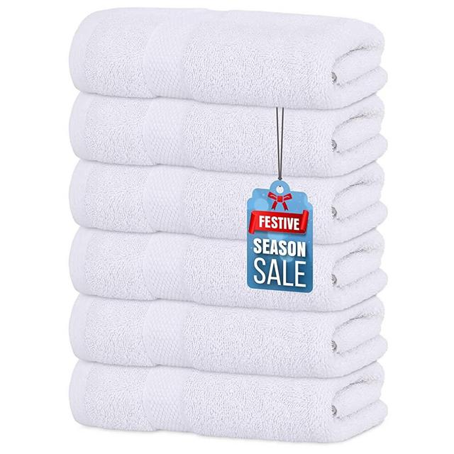 Infinitee Xclusives Premium White Hand Towels 6 Pack, 16x28 Inches