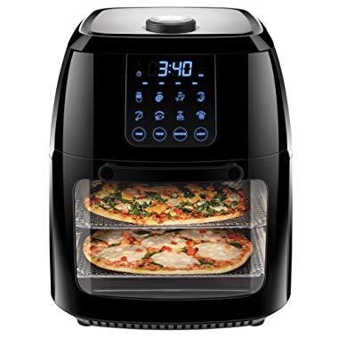 Chefman 6.3 Quart Digital Air Fryer+ Rotisserie, Dehydrator, Convection Oven, 8 Touch Screen Presets Fry, Roast, Dehydrate & Bake, BPA-Free, Auto Shutoff, Accessories Included, XL Family Size, Black
