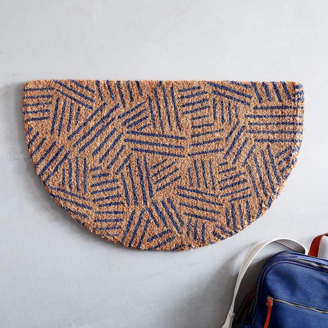 Tossed Dash Semi Circle Doormat, Navy, 18x30
