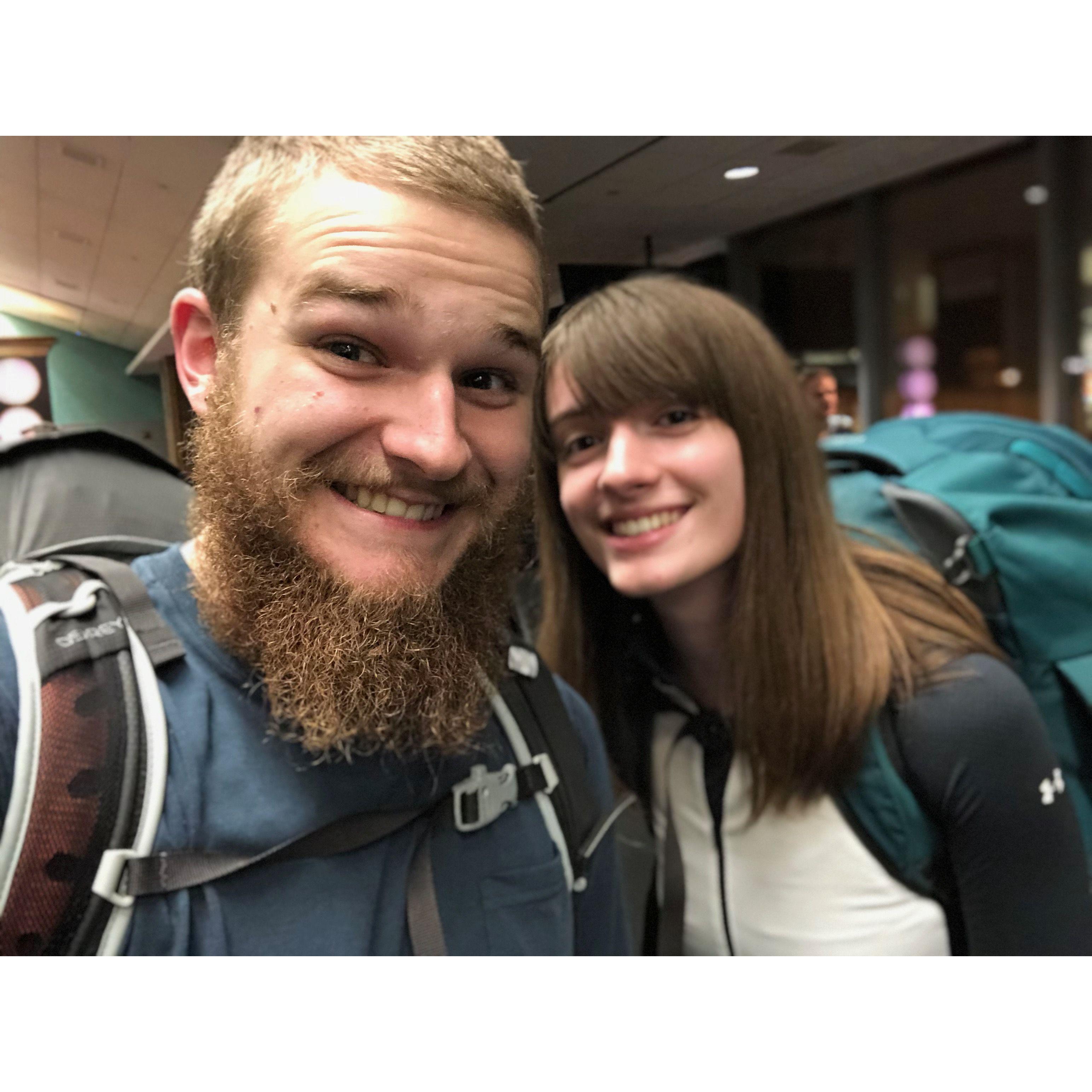 First international flight together circa 2018. Paris here we come!