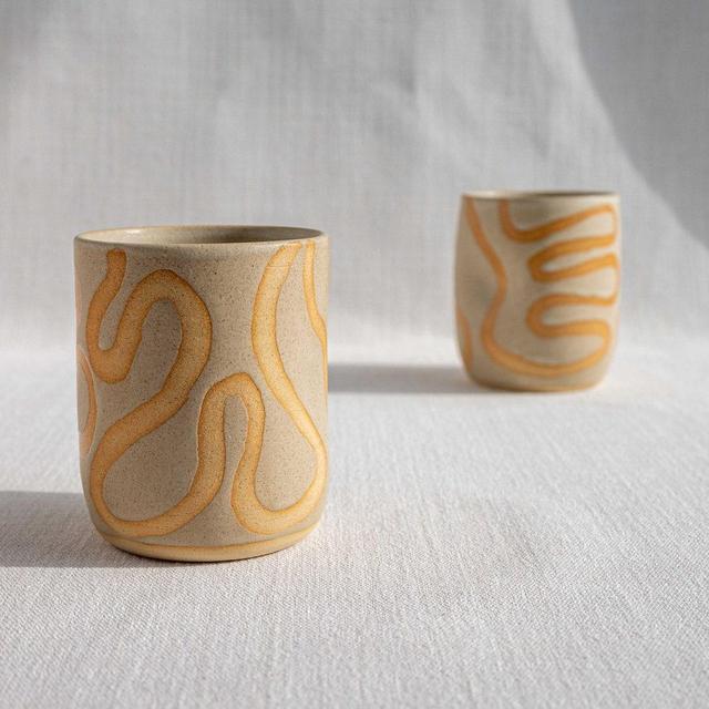 Abstract Lines Handmade Ceramic Pinch Cup...