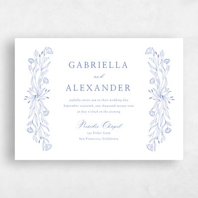 Cornflower Blue Wedding Invitation - Vanora Landscape