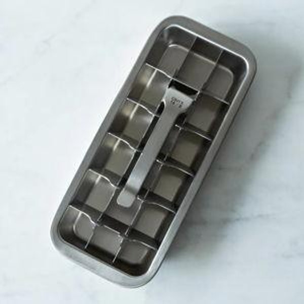 Onyx Stainless Steel Old-School Ice Cube Tray with Handle, Dishwasher Safe
