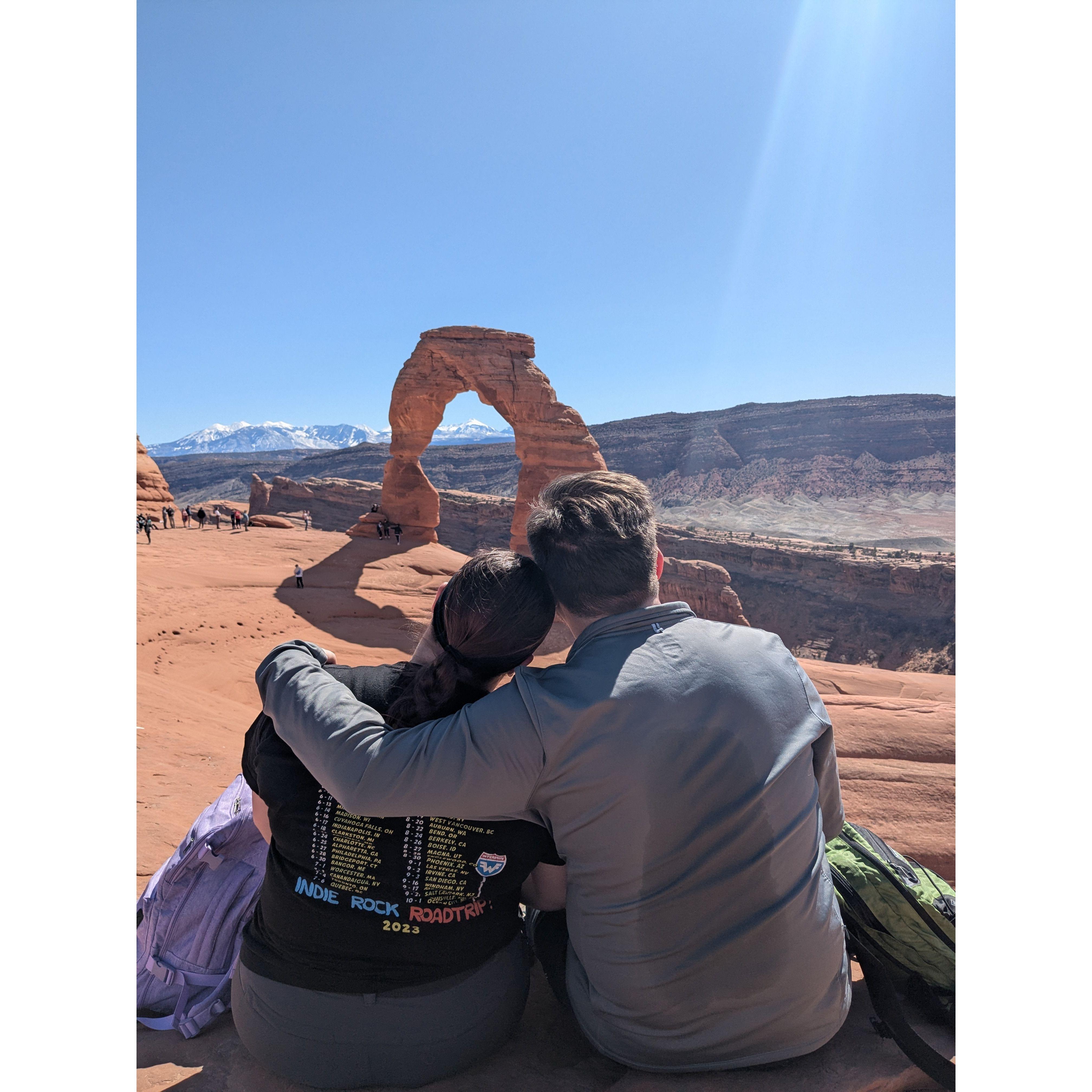 Delicate Arch, Arches National Park, 2025. This trip to Utah was our first solo vacation together.