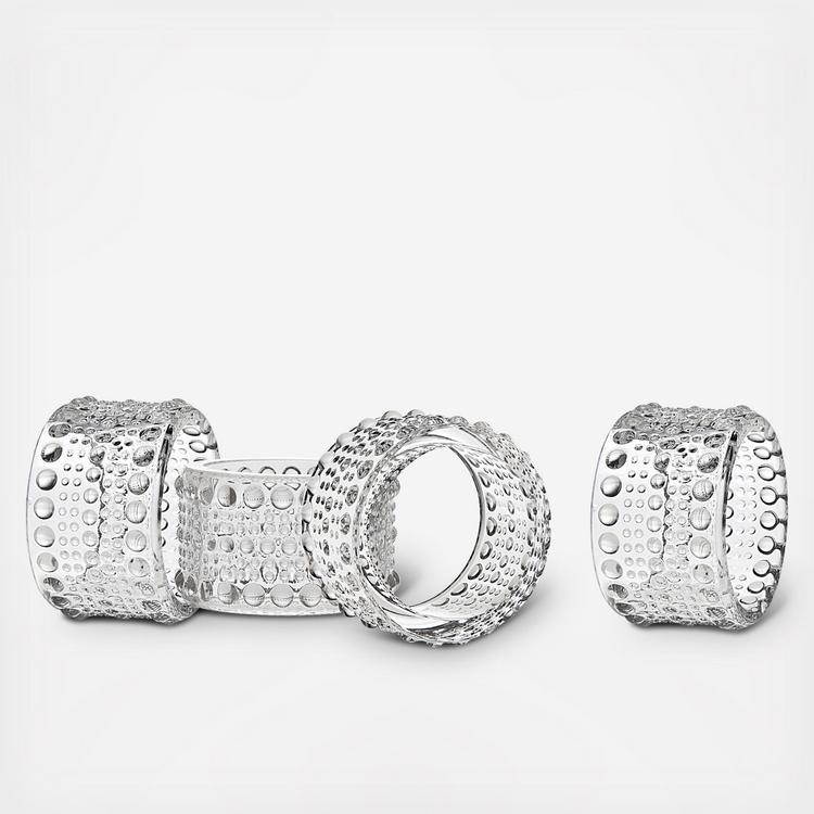 Godinger, Lumina Non-leaded Crystal Napkin Ring, Set of Zola