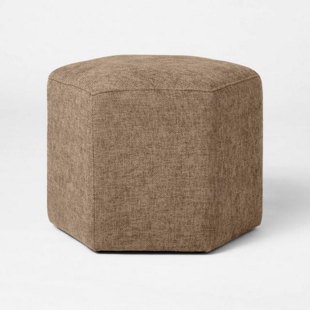 Hex Upholstered Ottoman Tan