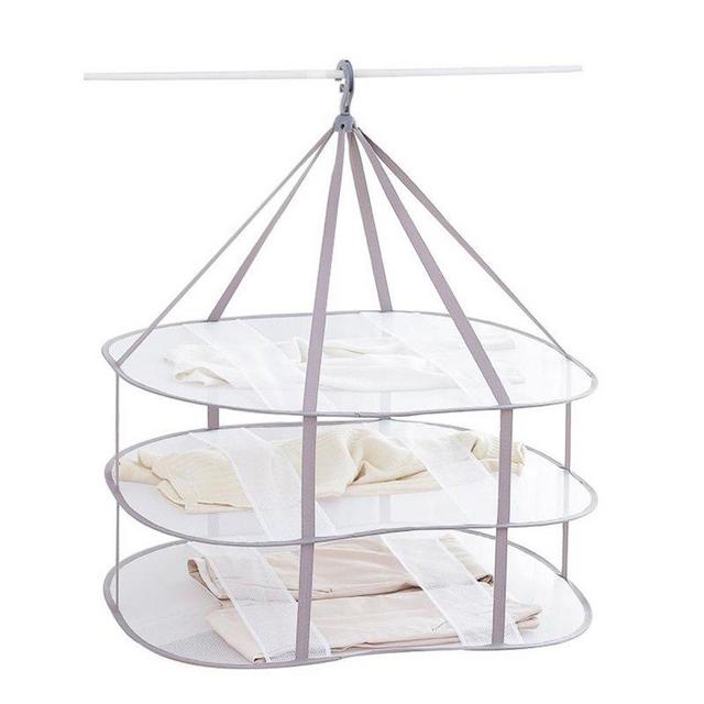 Looca 3-Tier Folded Mesh Clothes Hanging Dryer Sweater Drying Rack 30.3" L 24.5" W30.7 H