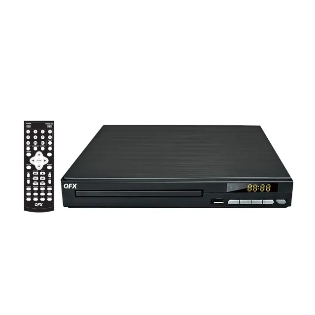 QFX® 1080p Full HD DVD/CD Multimedia Player for TV with FM Radio, Progressive Scan, HDMI®, CD MP3 Conversion, and Remote, VP-110 in Black