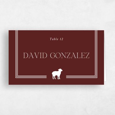 Maroon, Red Wedding Place Card - Teagan Lamb
