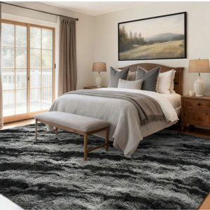 8x10 Ft Extra Large Shag Rugs for Living Room, Ultra Soft Fluffy Furry Area Rugs for Bedroom Indoor Floor, Aesthetic Carpet for Kids Home Decor (Black)