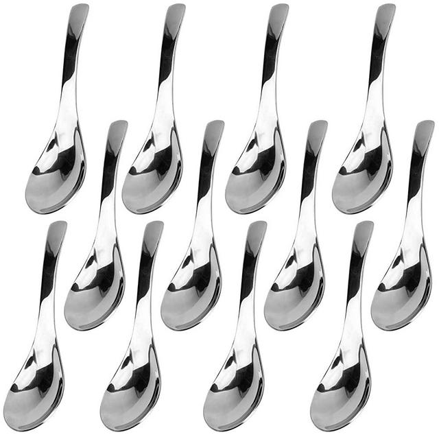 Hedume 12 Pack Thick Heavy-weight Soup Spoons, Table Spoons, SUS 304 Non-magnetic Stainless Steel Spoons
