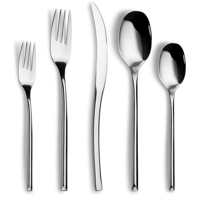 Lemeya 40-Piece Silverware Set for 8,Modern 18/10 Stainless Steel Flatware Set,Luxury Cutlery Set,Unique Utensils Set for Restaurant,Spoons and Forks Set,Mirror Polished,Dishwasher Safe