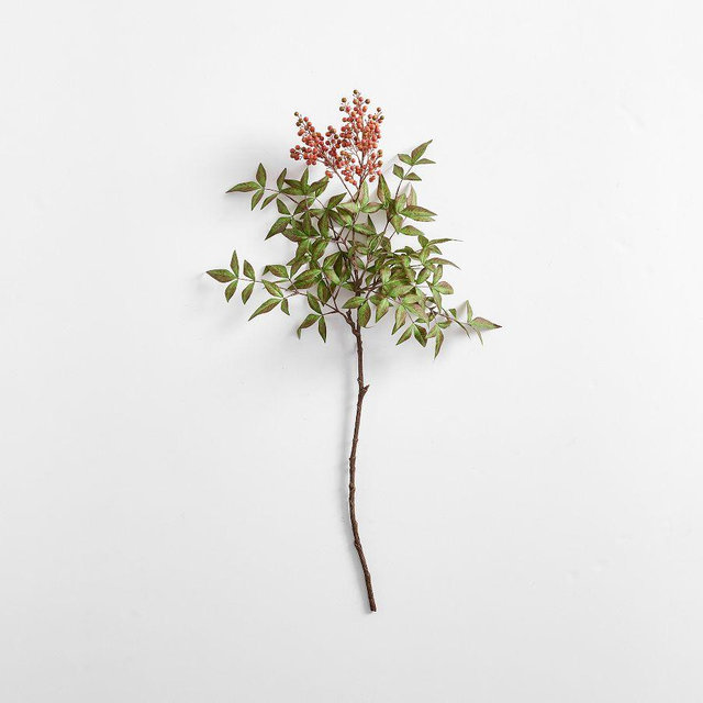 Mauve Berry Branch with Green Leaves 36"