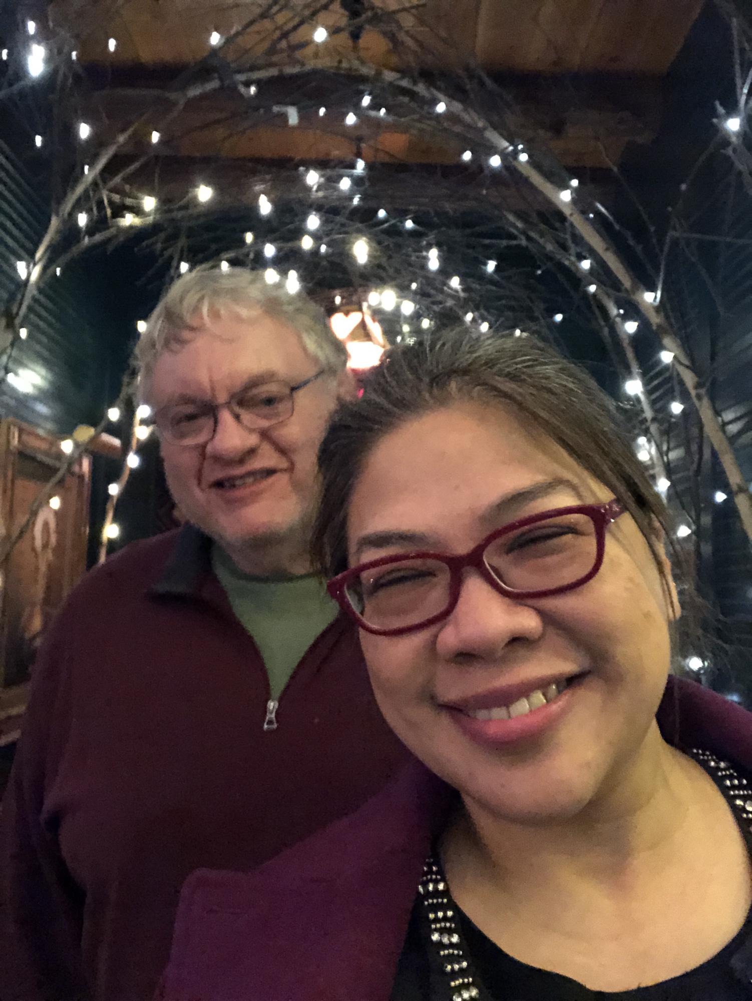 Walking through the lighted “Forest” and getting ready for a life together!