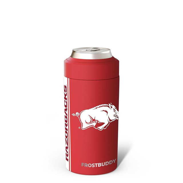 Frost Buddy NCAA Universal Buddy - Fits all - Stainless Steel Can Cooler for 12 oz & 16 oz Regular or Slim Cans & Bottles - Stainless Steel (Arkansas)