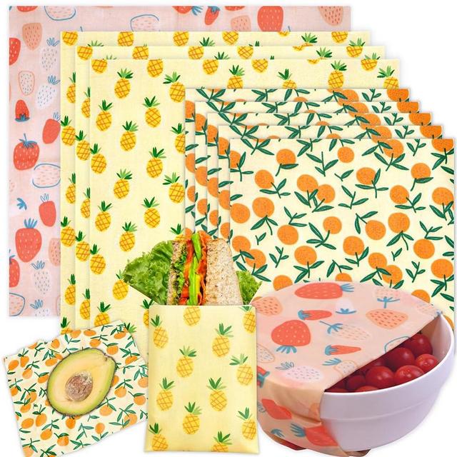 Reusable Beeswax Wrap - 9 Pack Beeswax Wraps for Food, Eco-Friendly Beeswax Food Wraps, Bread Sandwich Food Wrap - Organic, Sustainable, Zero Waste, Plastic-Free Food Storage, 1XL, 3M, 5S