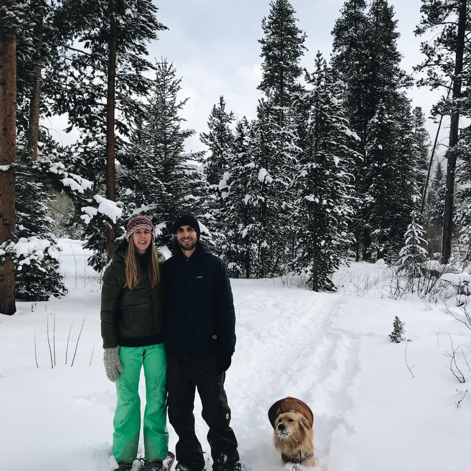 Snowshoeing in Vail with Laura’s dog Marlow 2021