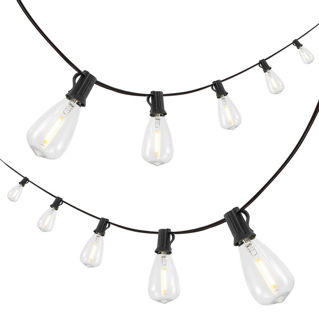 JONATHAN Y 10-Light Indoor/Outdoor 10 ft. Rustic Industrial Incandescent C7 Bulb String Lights, Black