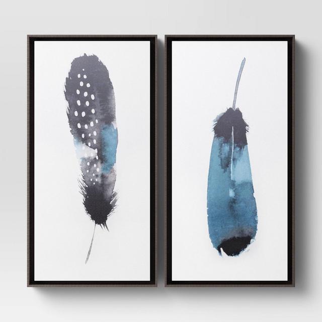(Set of 2)12" x 24" Feather Stack Framed Canvas - Threshold™