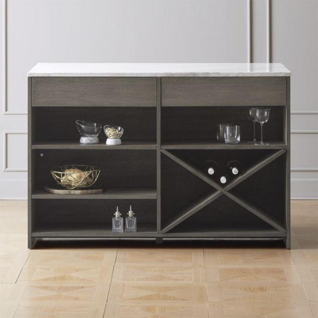 White Marble Top Island Grey Wood
