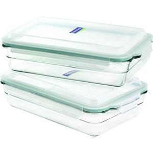 Glasslock 4-Piece Oven Safe Bakeware Rectangle Set, 6.5 x 10.5 inch
