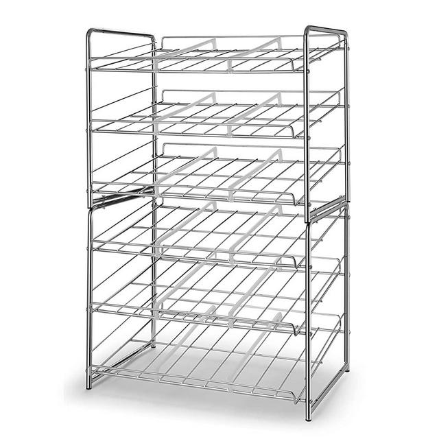 Simple Trending 2 Pack Can Rack Organizer, Stackable Can Storage Dispenser Holds up to 72 Cans for Kitchen Cabinet or Pantry, Chrome