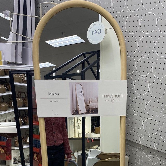20" x 65" Arch Floor Mirror Natural - Threshold™: Modern Polystyrene Frame, No Assembly, Freestanding Design