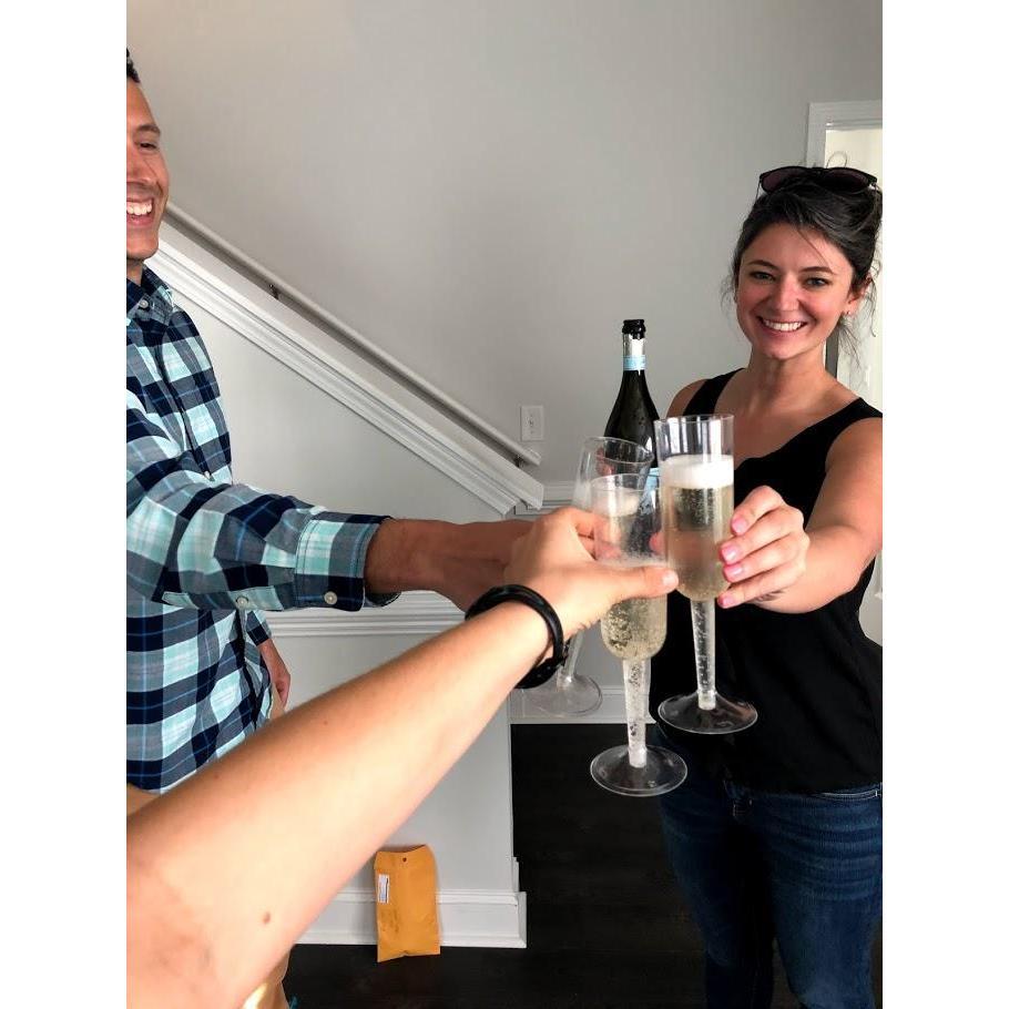 Little did Alyce know, they would soon be toasting to their engagement.