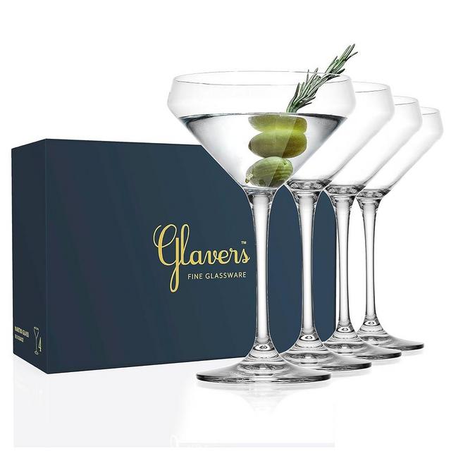 Glaver's Martini Glasses Set of 4 Cocktail Glasses, 10.5 Ounce Premium Strong Lead-Free Glass, Stemmed Margarita Glasses, For Bar, Martini, Cosmopolitan, Gimlet, And More Dishwasher Safe