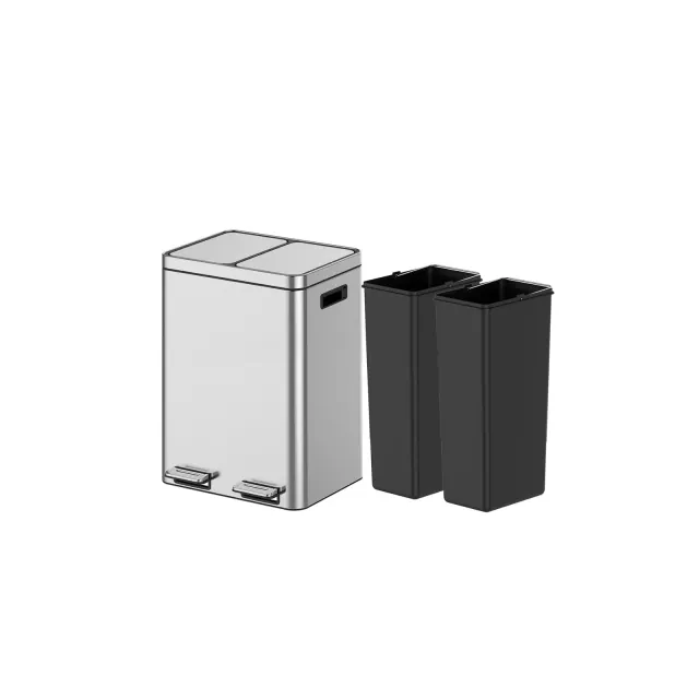 Kitchen Trash Can, 2x5.3 Gallon Garbage Can, Stainless Steel Waste Bins for Recycling and Trash